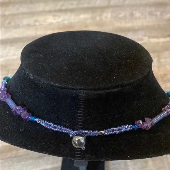 Amethyst Beaded Celestial Inspired Handmade Necklace with Circular Pendant - Picture 7 of 16